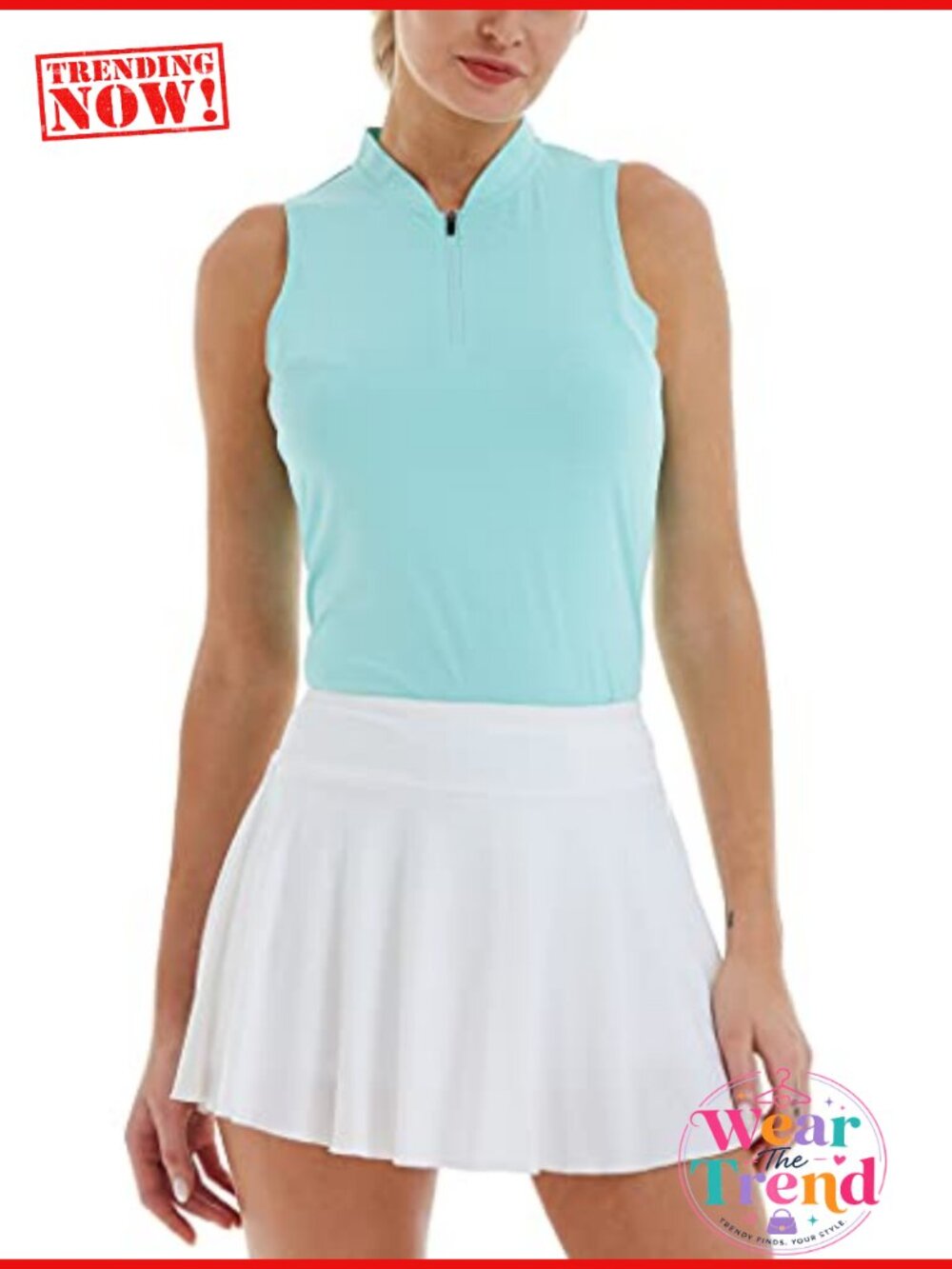 Sleeveless Golf Polo Zip-Up UPF 50+ Quick Dry Athletic Tank Top